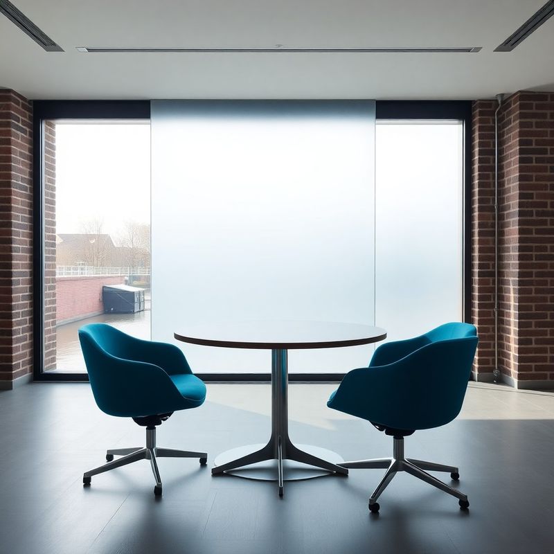 Vergaderruimte van Smit Werkplaats met ronde tafel en azure-blauwe stoffering